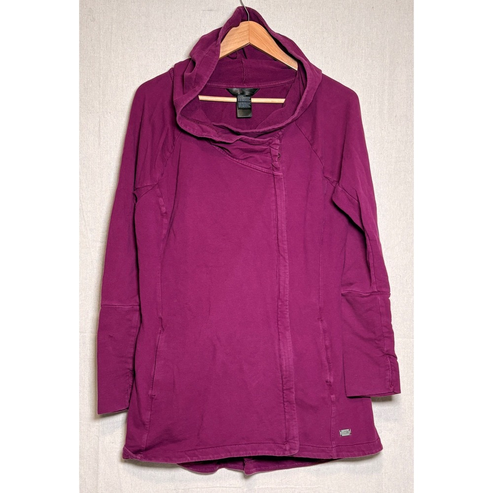 The North Face Womens XL Magenta Purple Asymmetrical Wrap Hooded Jacket Coat
